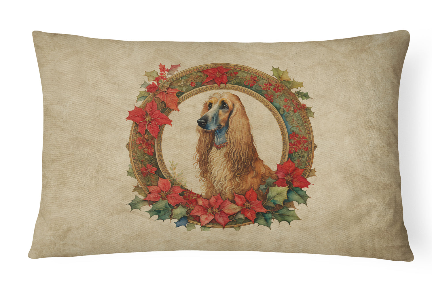 Buy this Afghan Hound Christmas Flowers Throw Pillow