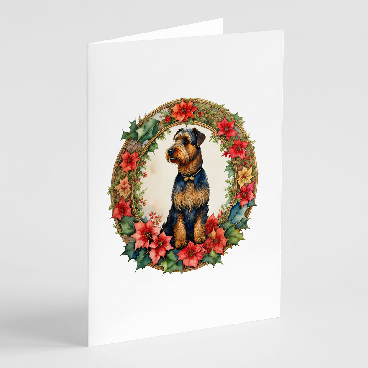 Buy this Airedale Terrier Christmas Flowers Greeting Cards Pack of 8