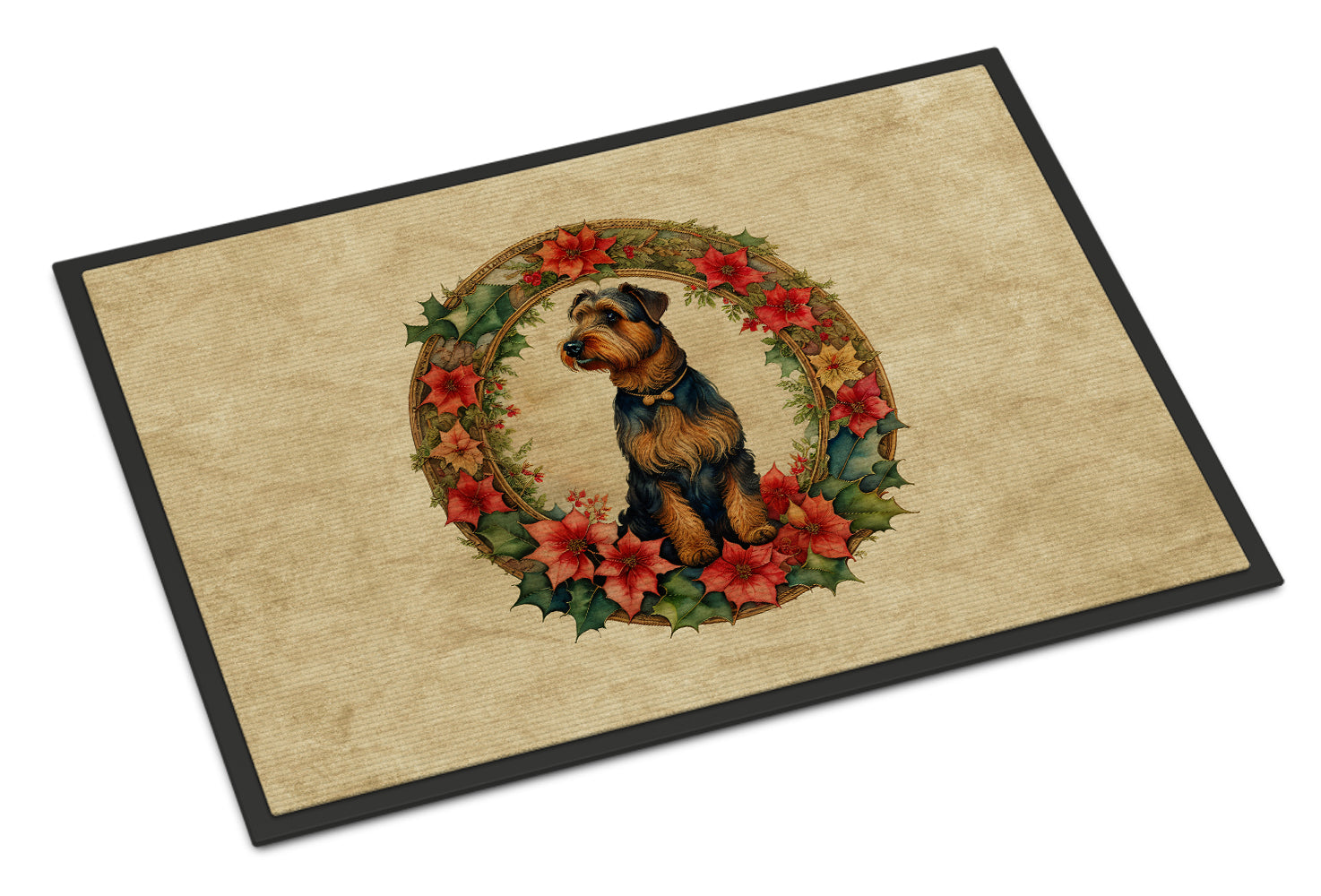 Buy this Airedale Terrier Christmas Flowers Doormat