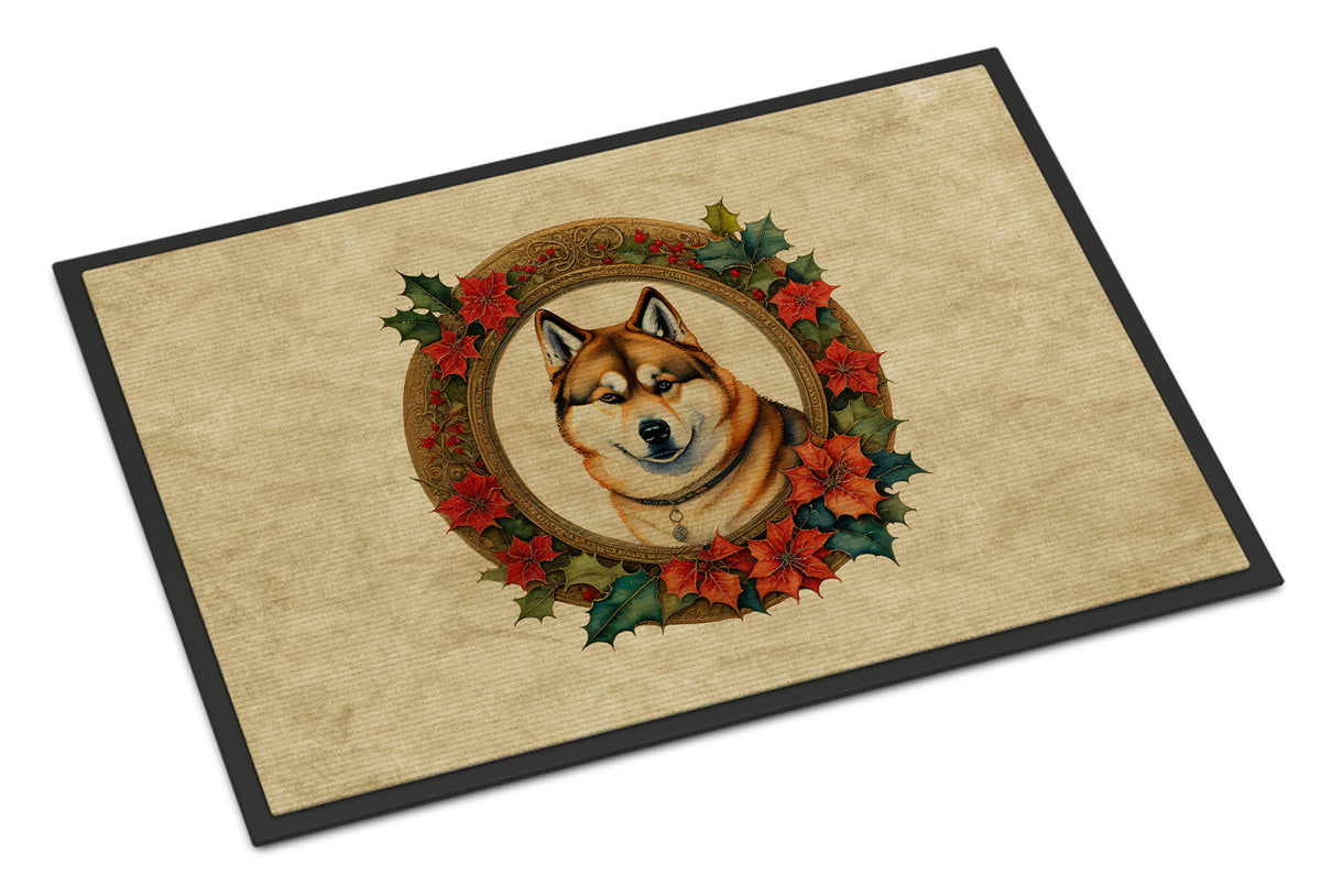 Buy this Akita Christmas Flowers Doormat