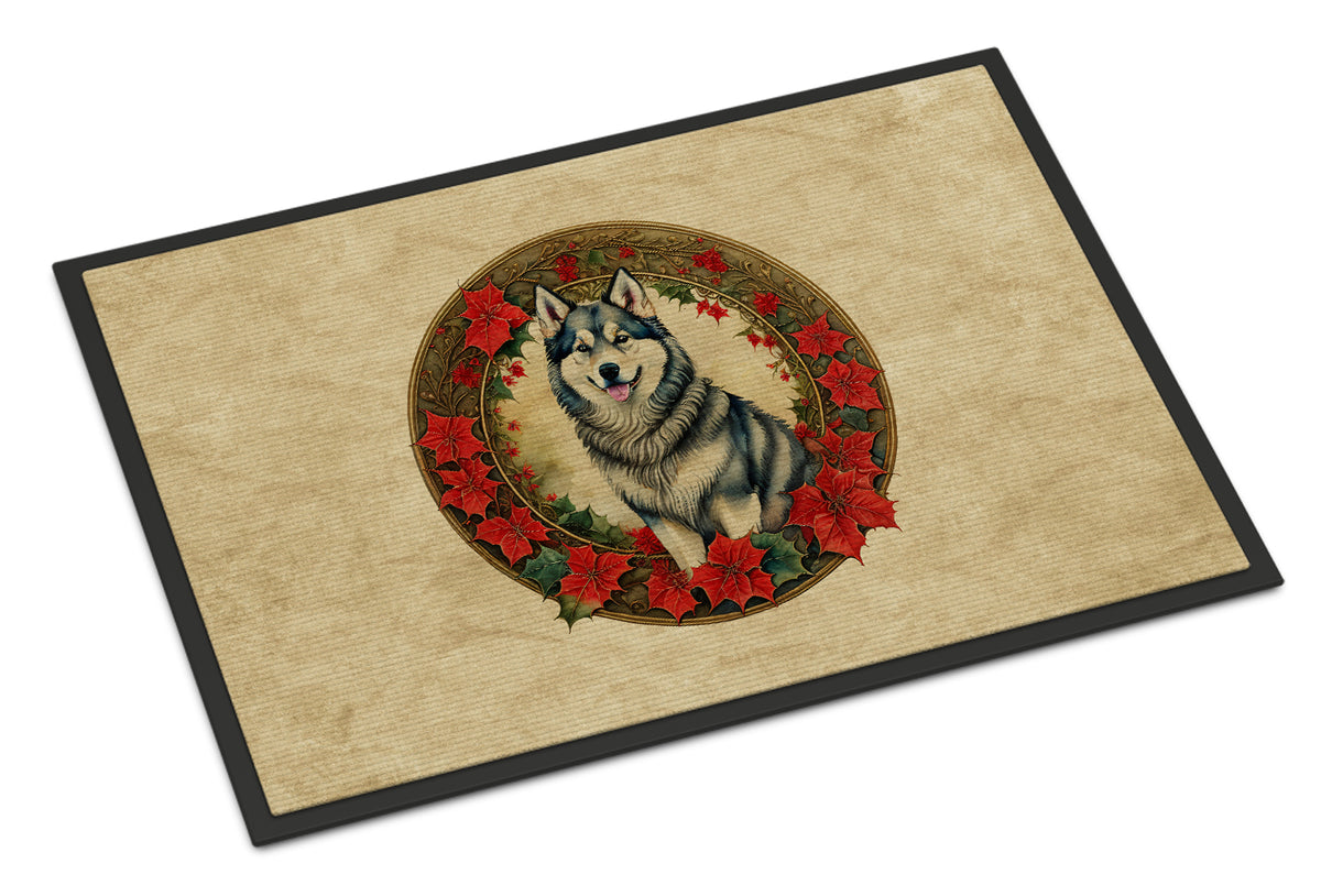 Buy this Alaskan Malamute Christmas Flowers Doormat