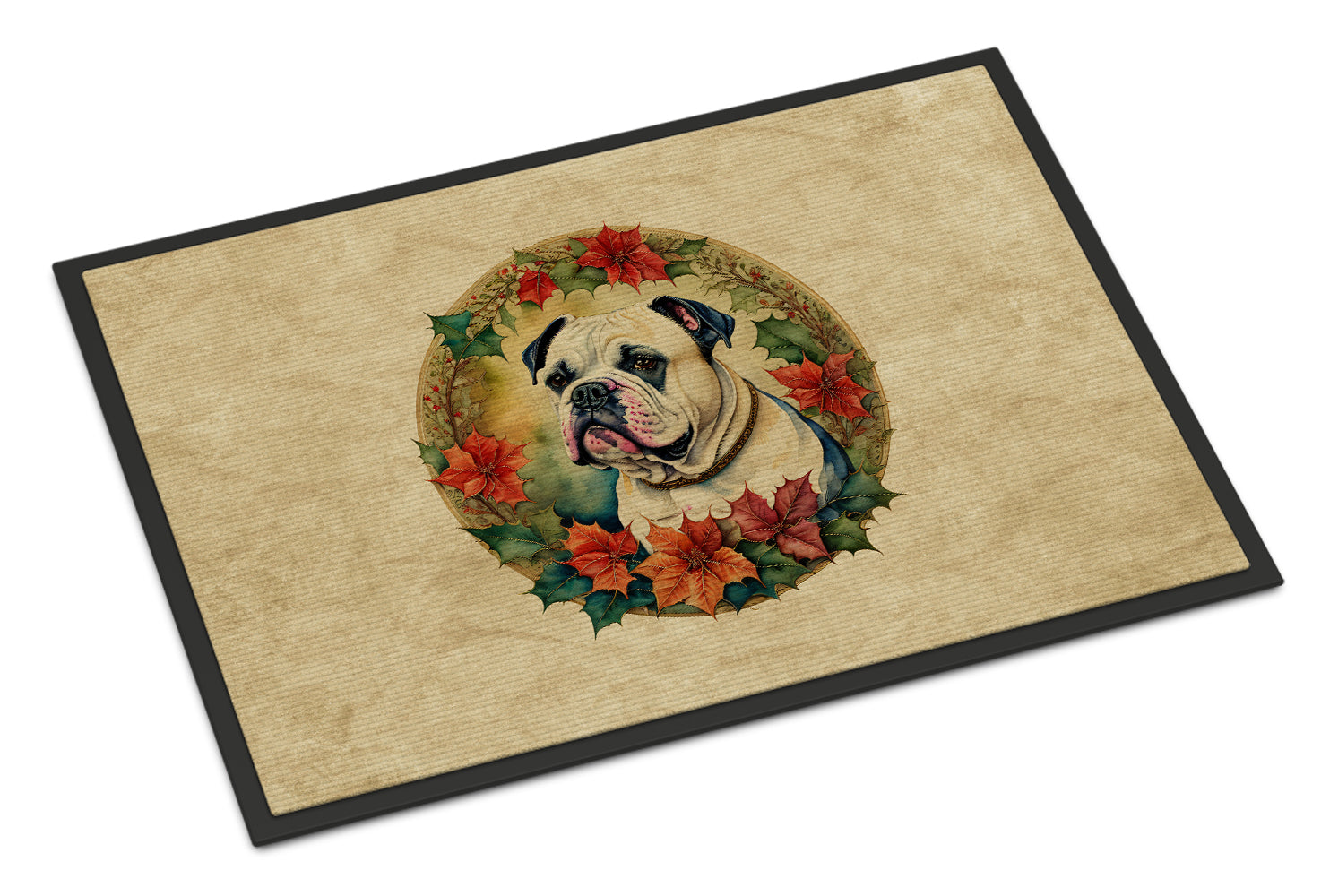 Caroline's Treasures American Bulldog Christmas Flowers Doormat-24x36 Indoor / Outdoor Rug | Made in USA