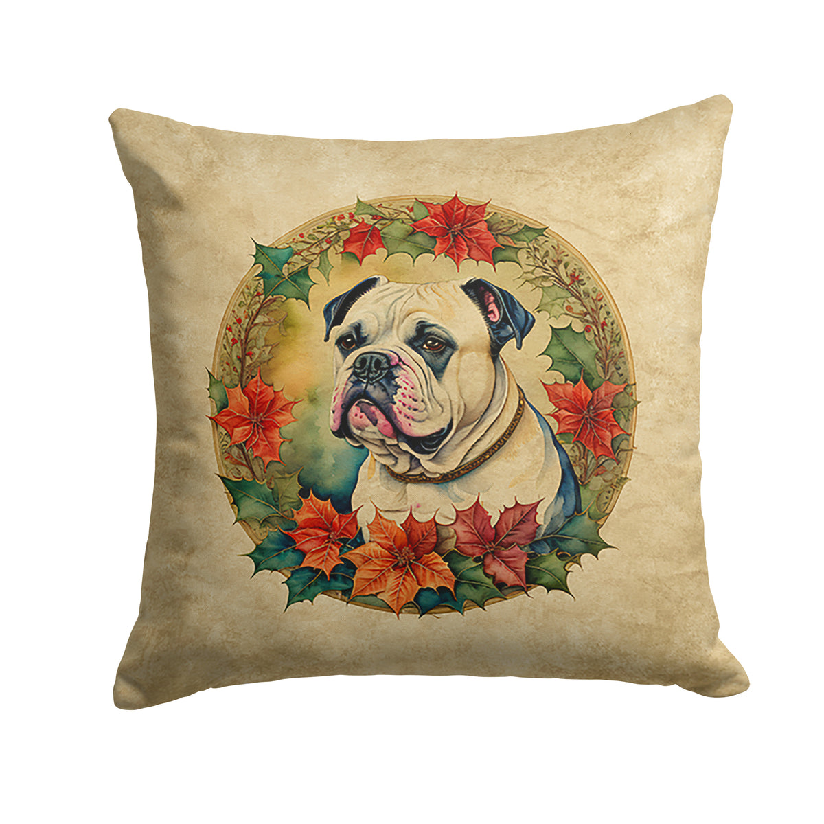 Buy this American Bulldog Christmas Flowers Throw Pillow