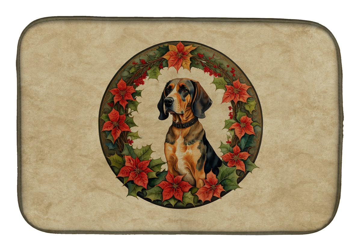 Buy this American English Coonhound Christmas Flowers Dish Drying Mat