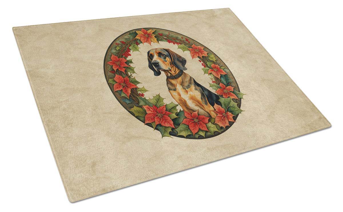 Buy this American English Coonhound Christmas Flowers Glass Cutting Board