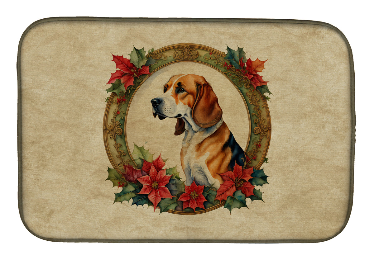 Buy this American Foxhound Christmas Flowers Dish Drying Mat