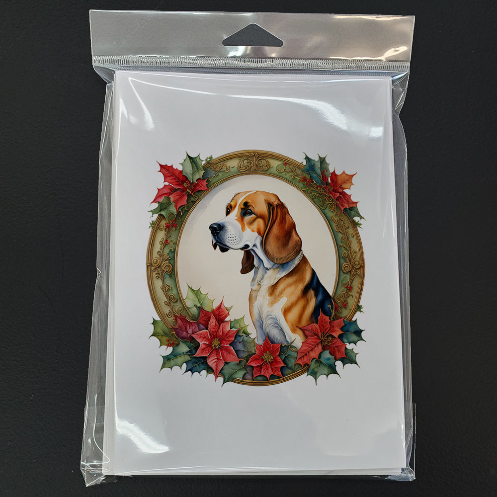 American Foxhound Christmas Flowers Greeting Cards Pack of 8