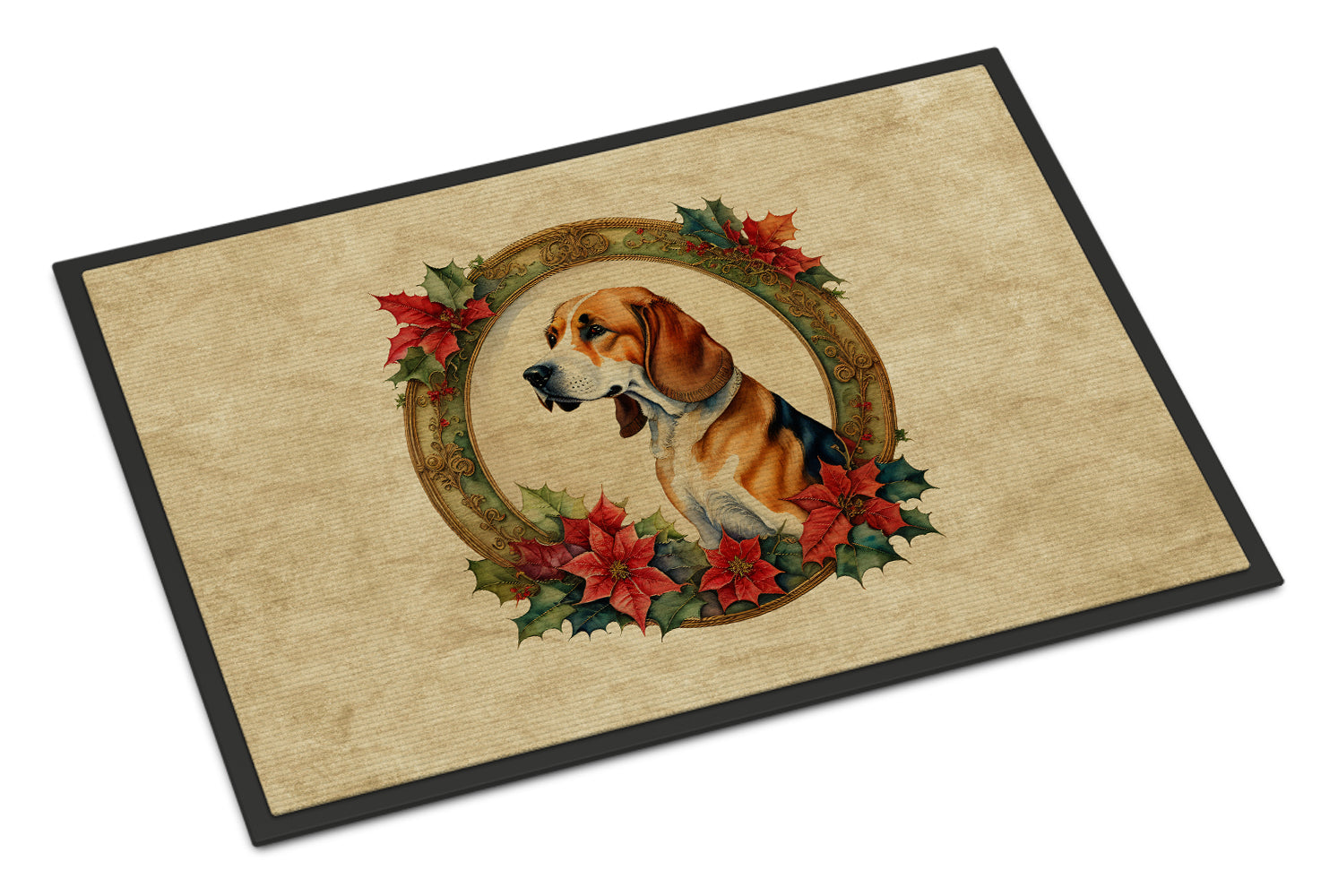 Buy this American Foxhound Christmas Flowers Doormat