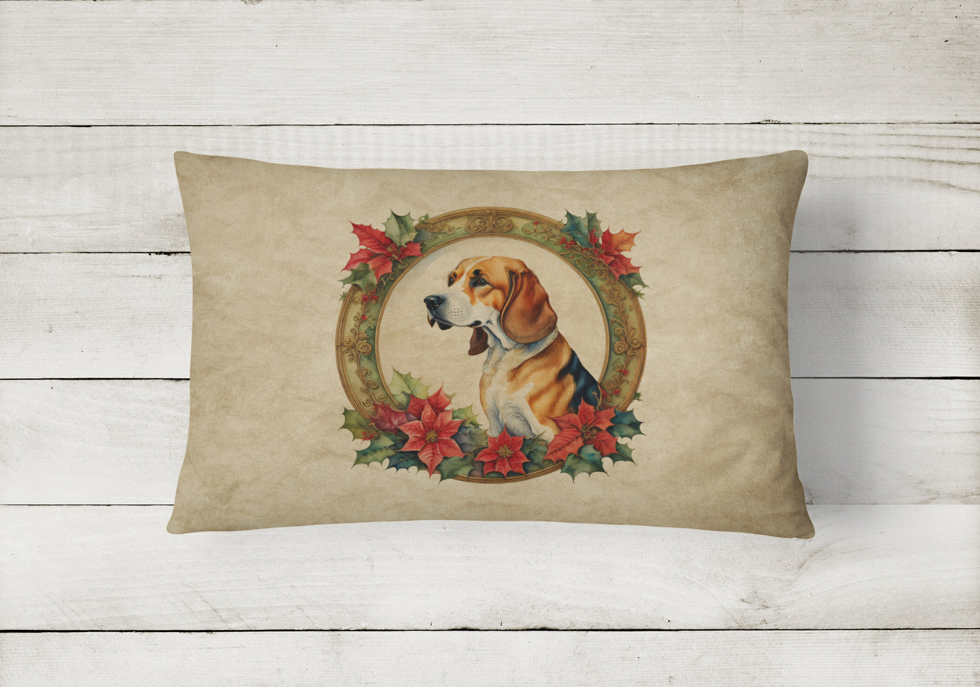 American Foxhound Christmas Flowers Throw Pillow