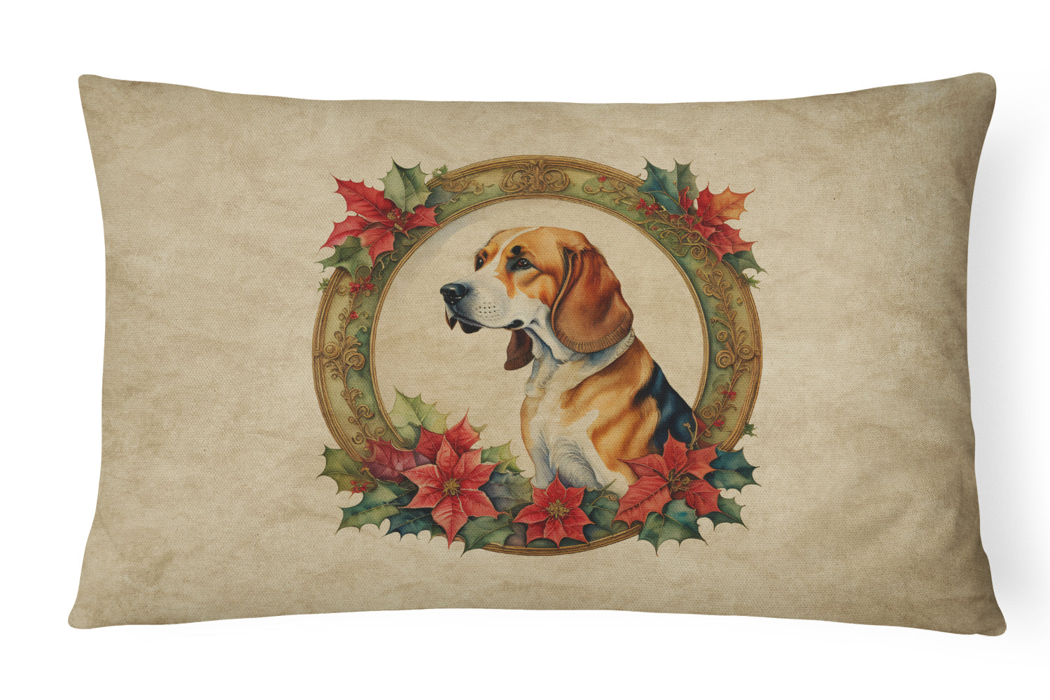 Buy this American Foxhound Christmas Flowers Throw Pillow