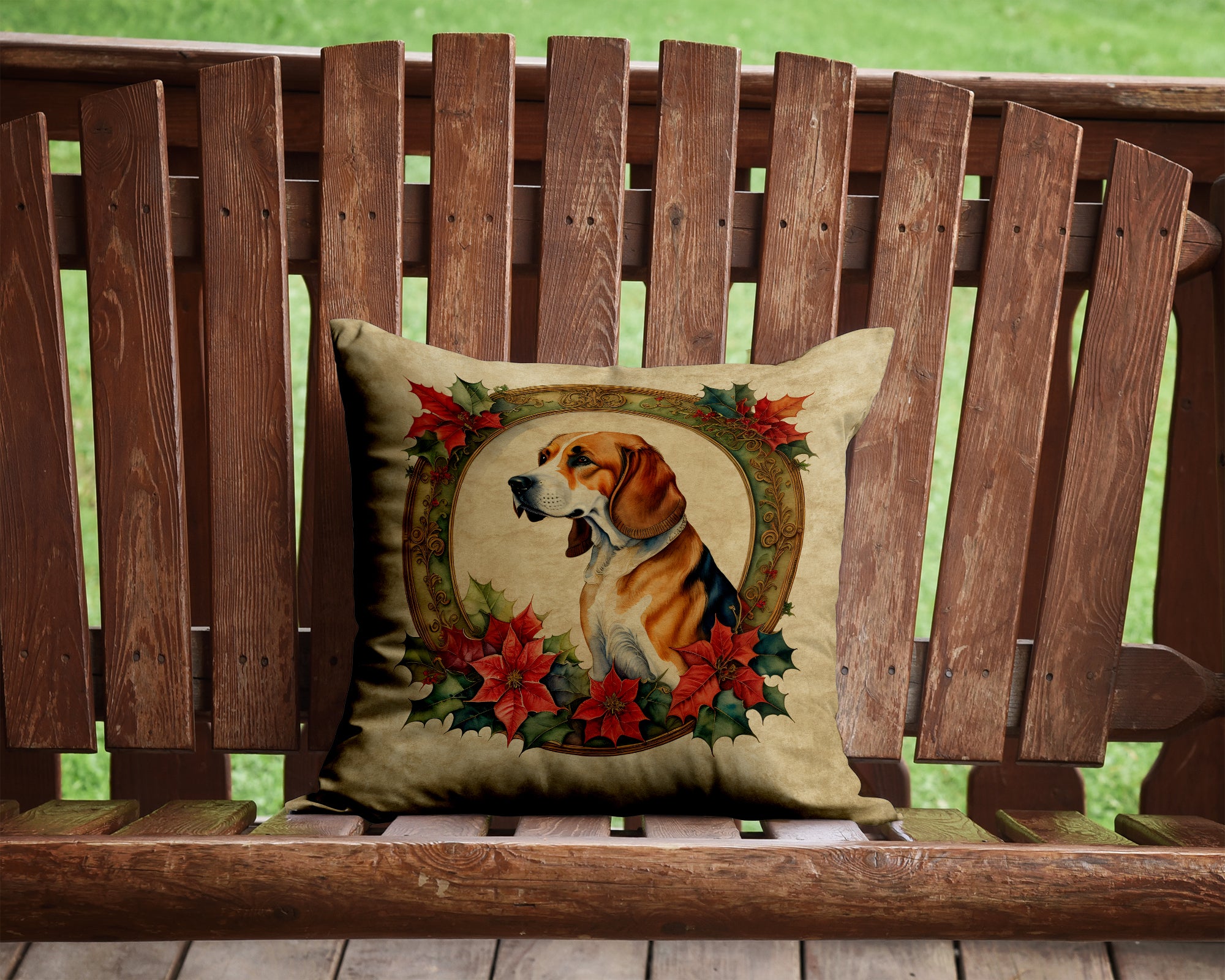 Buy this American Foxhound Christmas Flowers Throw Pillow