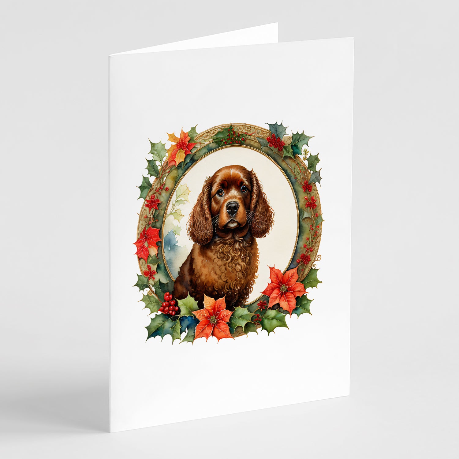 Buy this American Water Spaniel Christmas Flowers Greeting Cards Pack of 8