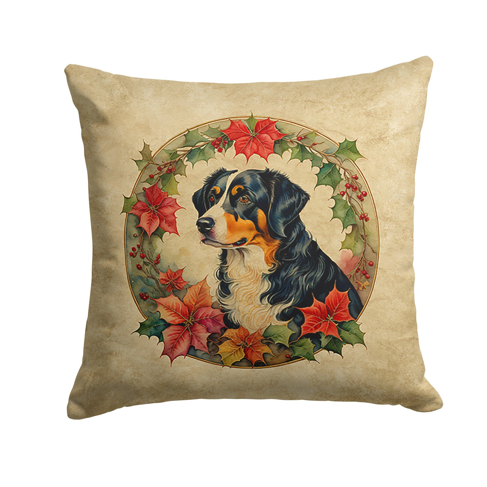 Buy this Appenzeller Sennenhund Christmas Flowers Throw Pillow