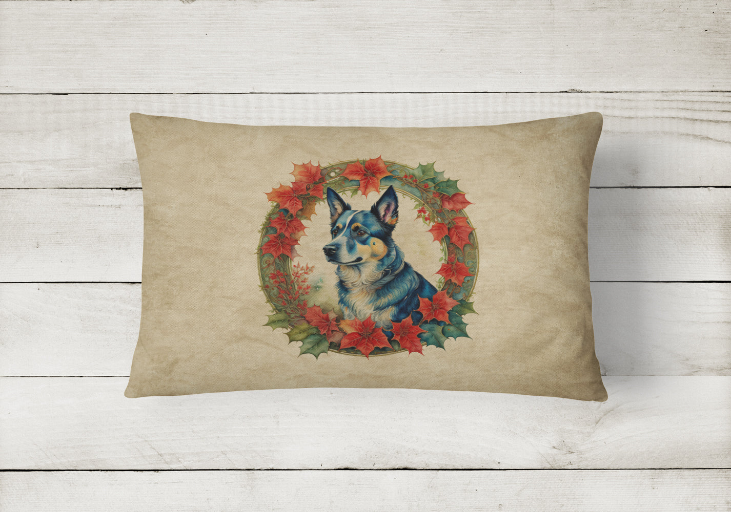Buy this Australian Cattle Dog Christmas Flowers Throw Pillow