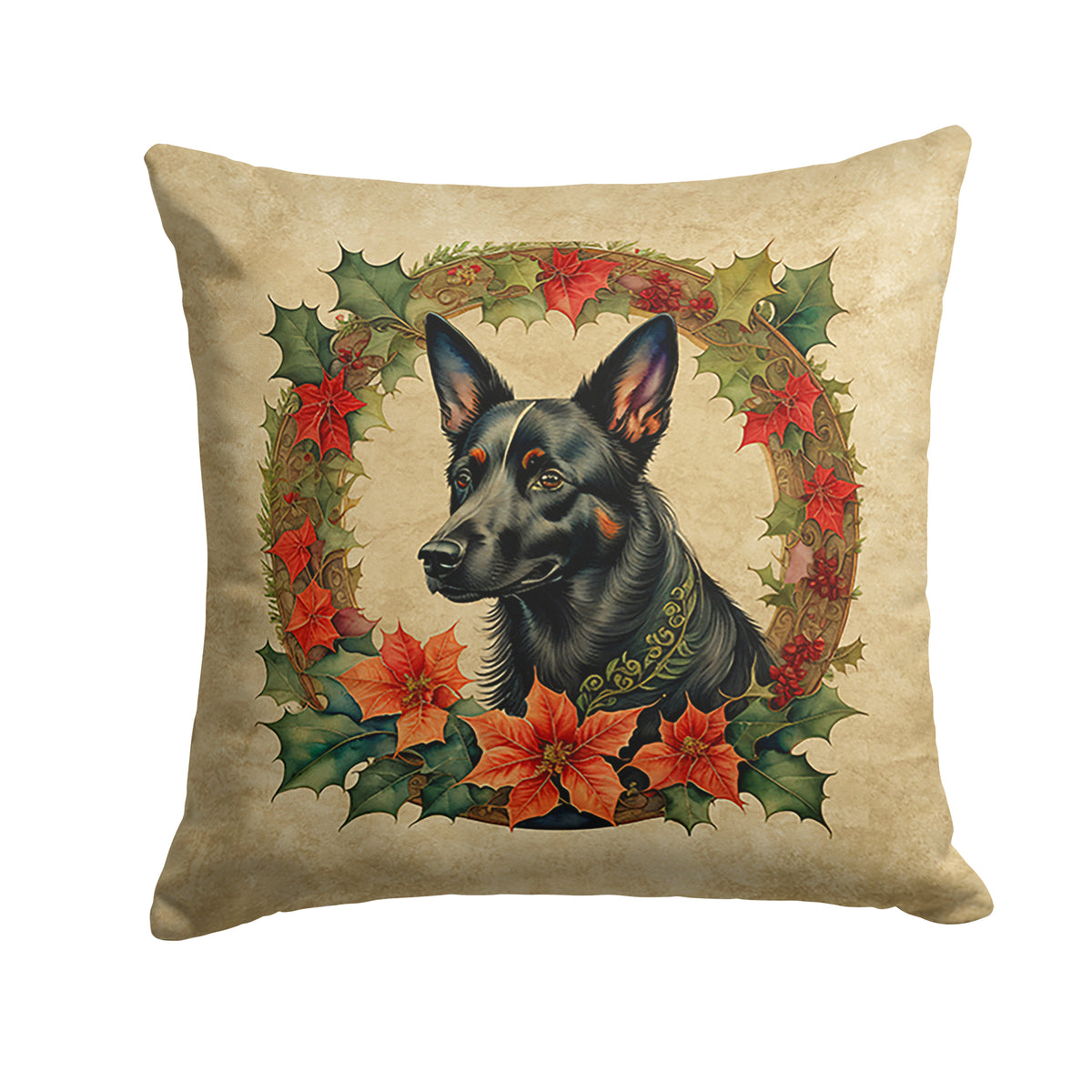 Buy this Australian Kelpie Christmas Flowers Throw Pillow