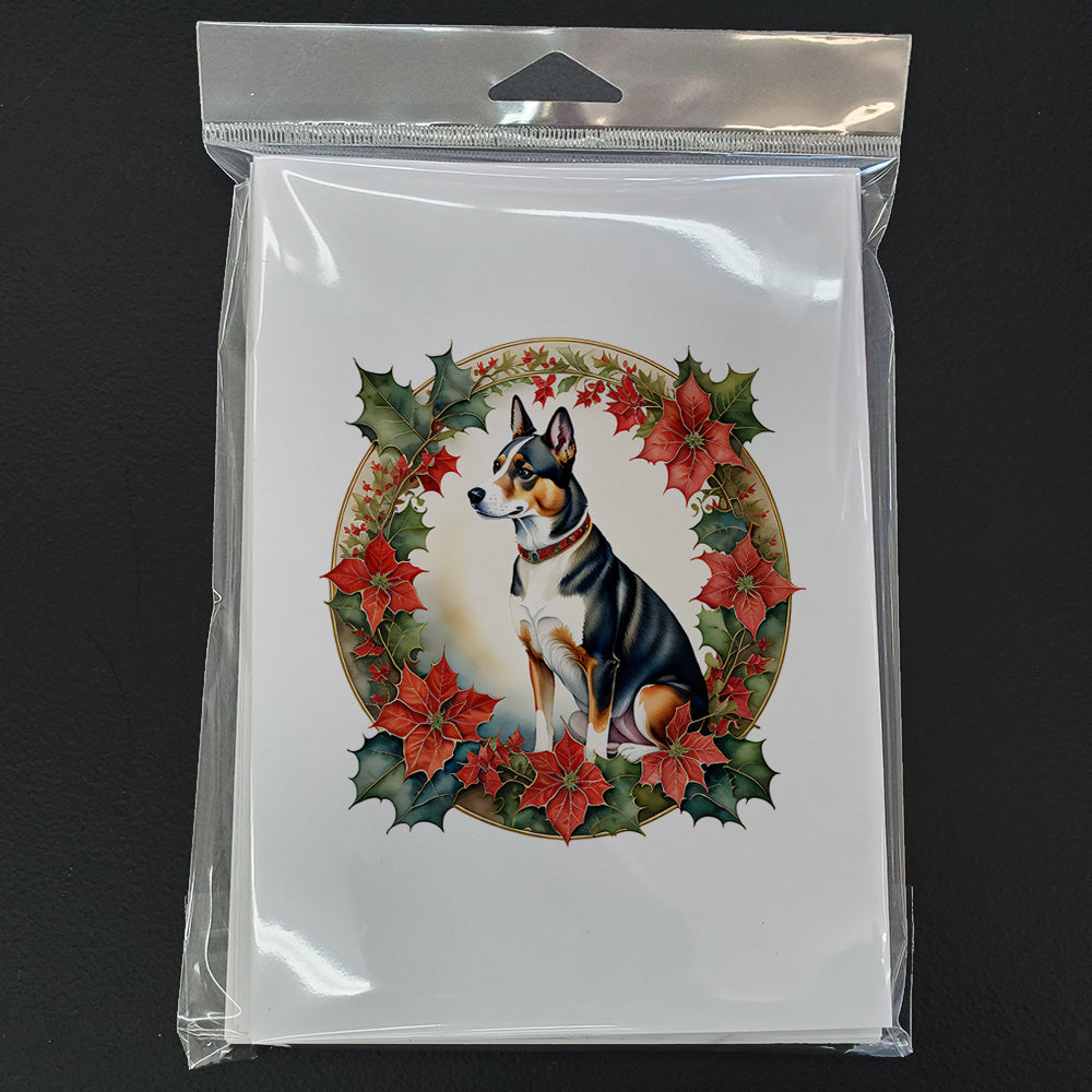 Basenji Christmas Flowers Greeting Cards Pack of 8