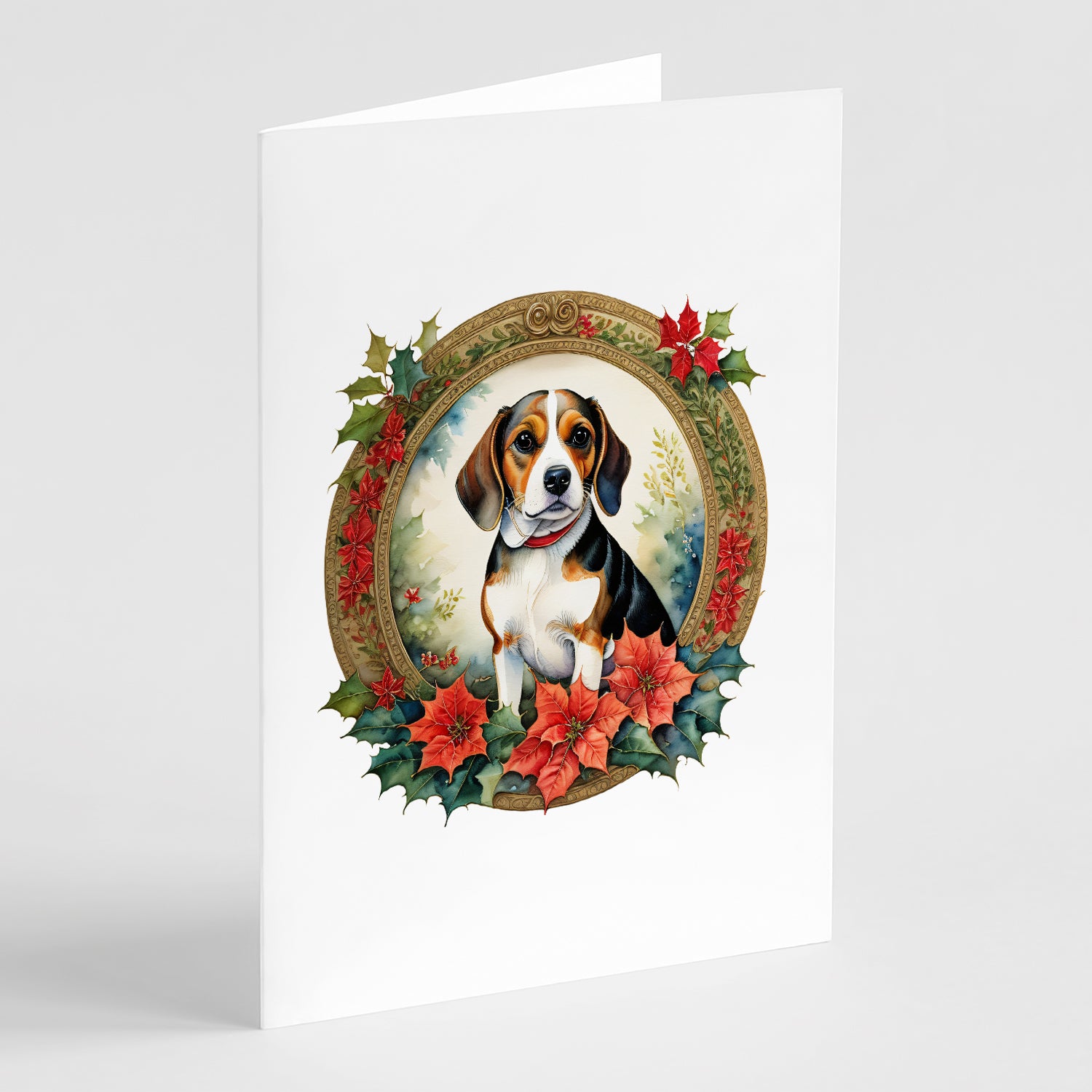 Buy this Beagle Christmas Flowers Greeting Cards Pack of 8
