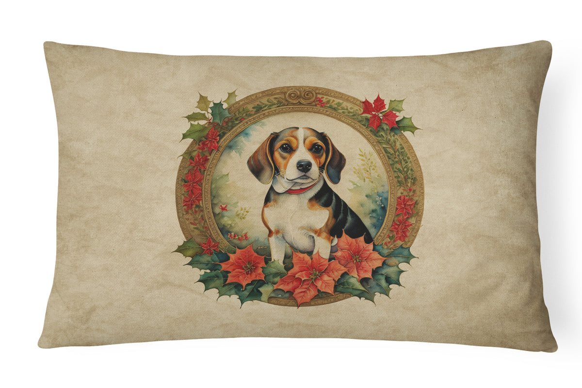 Buy this Beagle Christmas Flowers Throw Pillow