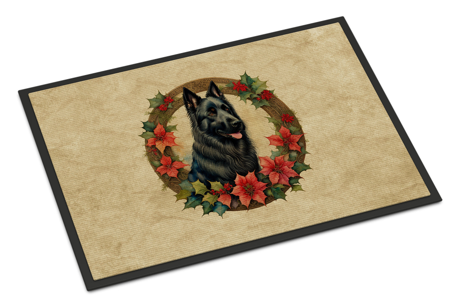 Buy this Belgian Sheepdog Christmas Flowers Doormat