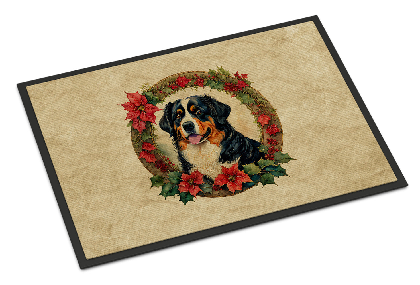 Buy this Bernese Mountain Dog Christmas Flowers Doormat