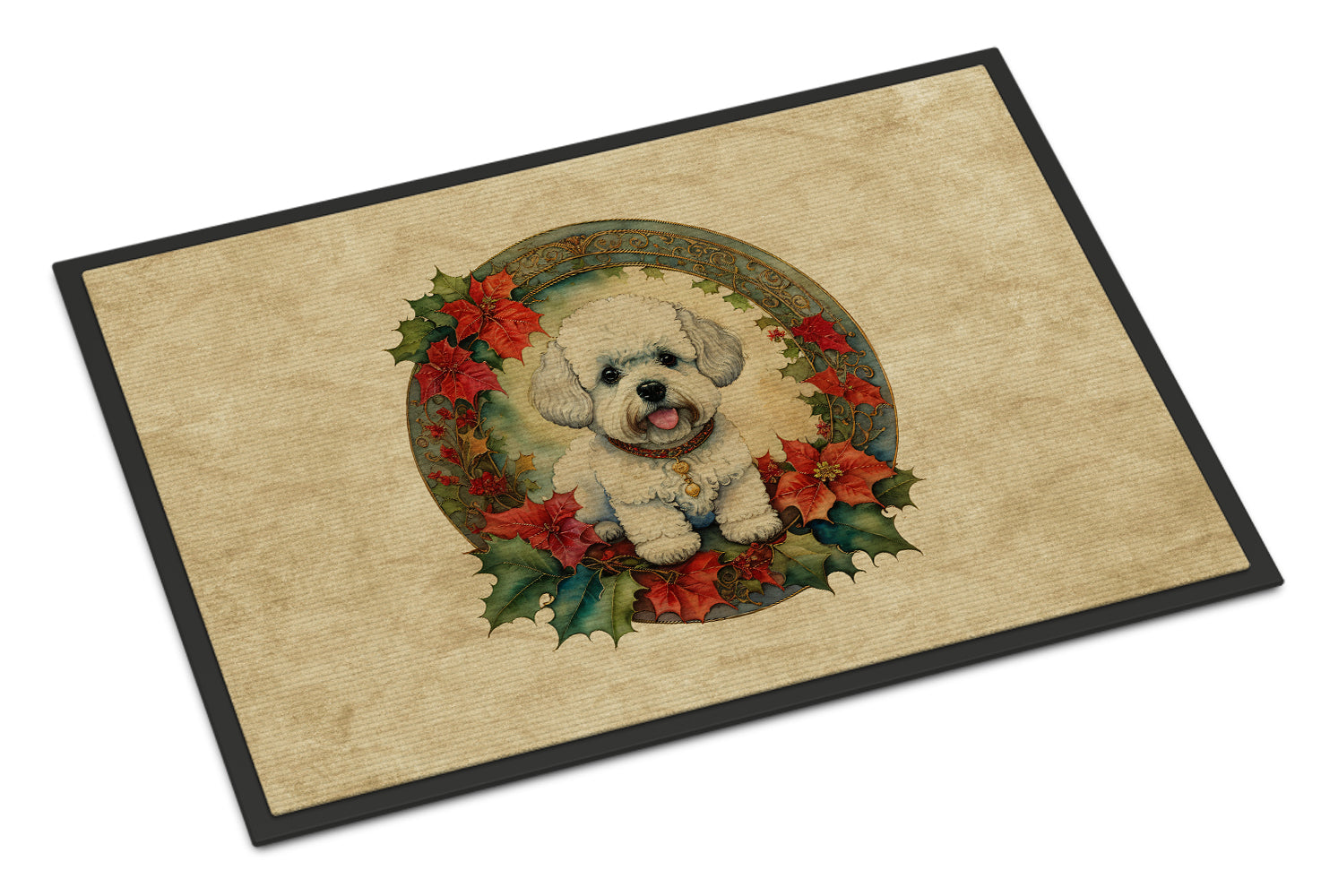 Buy this Bichon Frise Christmas Flowers Doormat