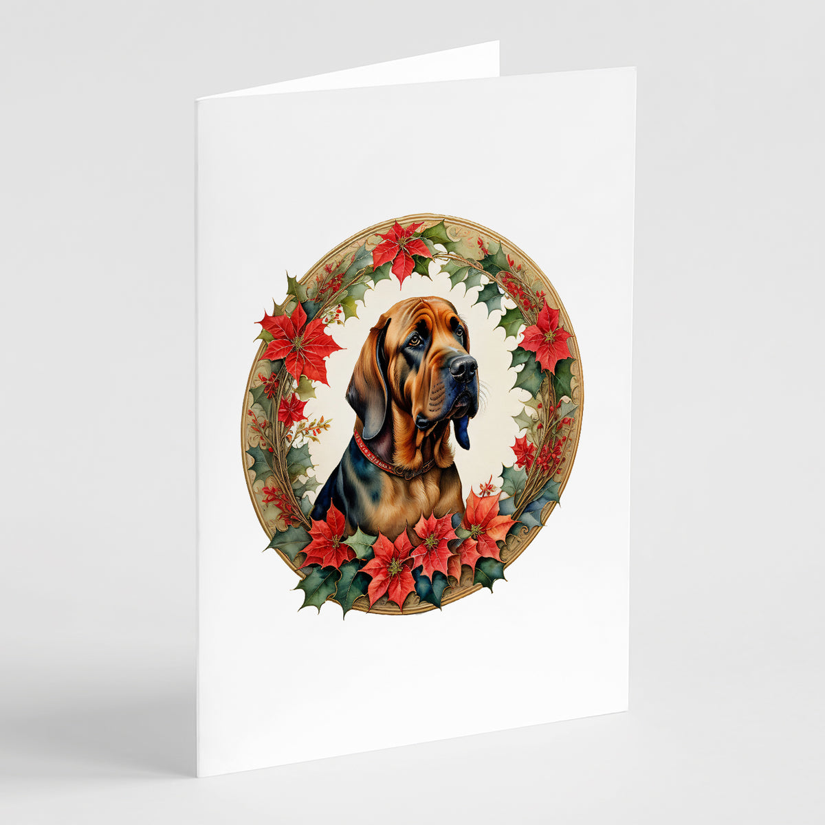 Buy this Bloodhound Christmas Flowers Greeting Cards Pack of 8