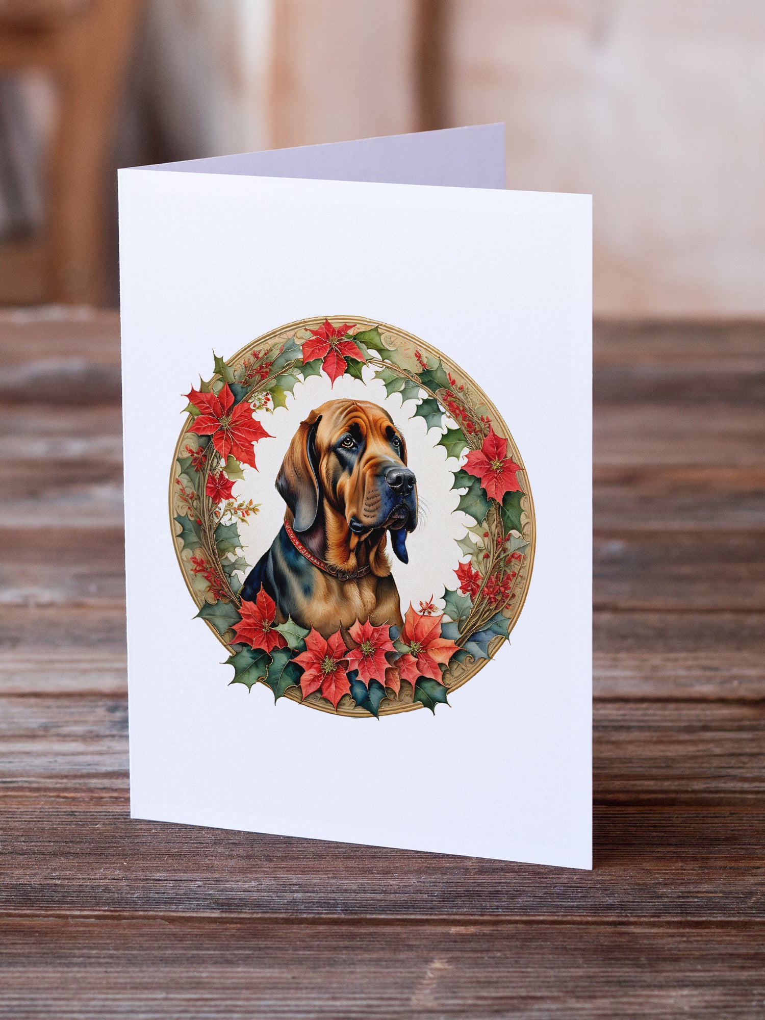 Buy this Bloodhound Christmas Flowers Greeting Cards Pack of 8