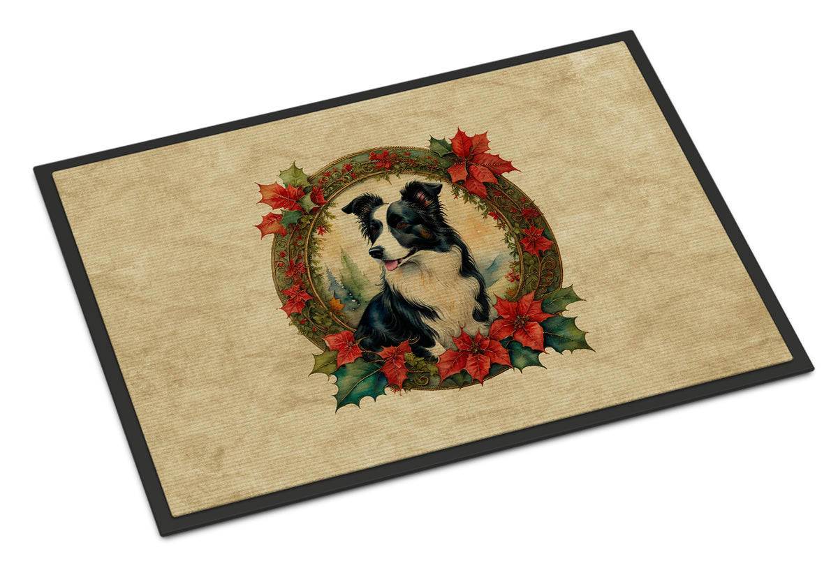 Buy this Border Collie Christmas Flowers Doormat