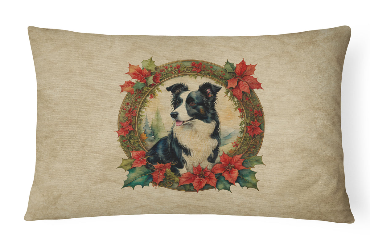 Buy this Border Collie Christmas Flowers Throw Pillow