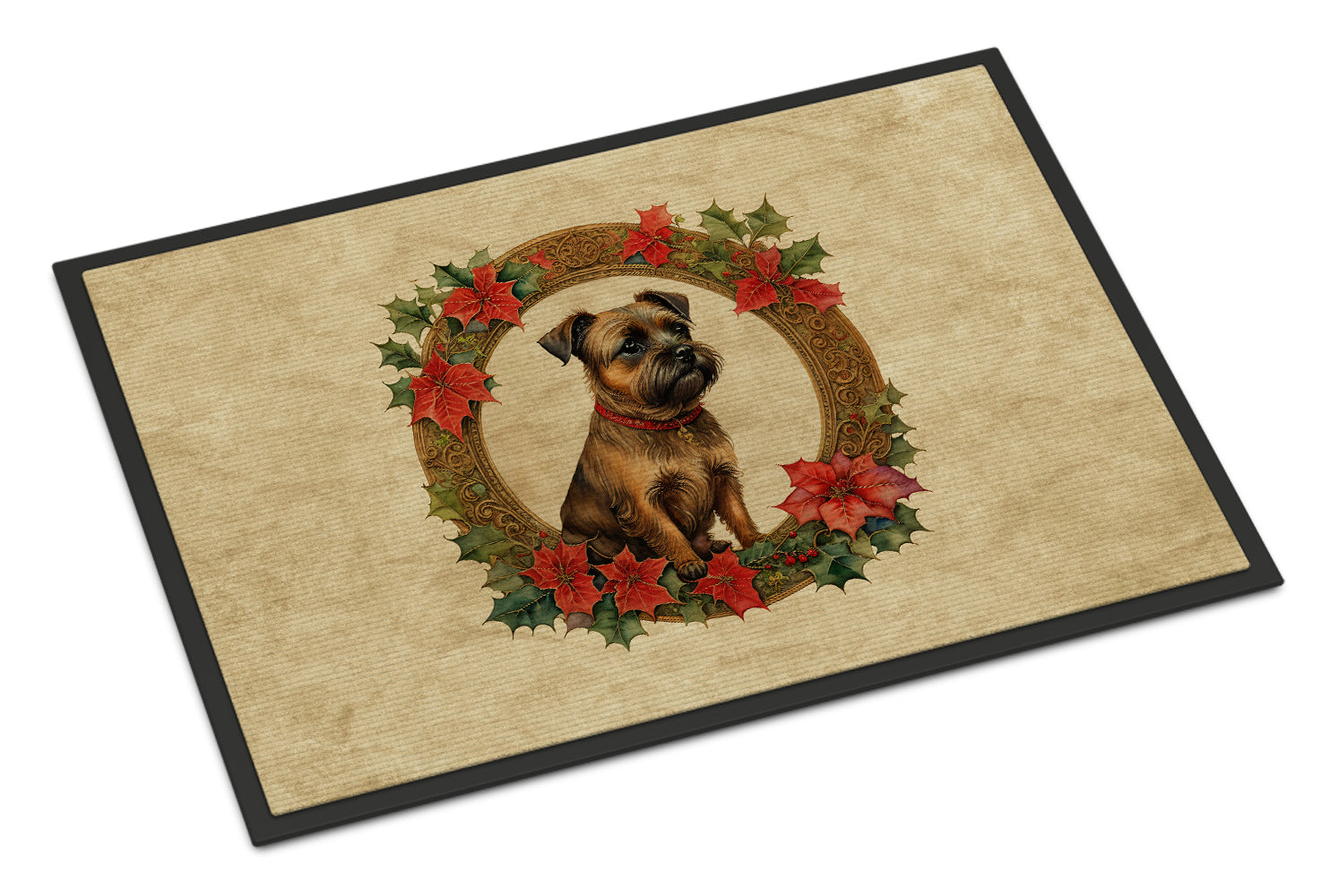 Buy this Border Terrier Christmas Flowers Doormat
