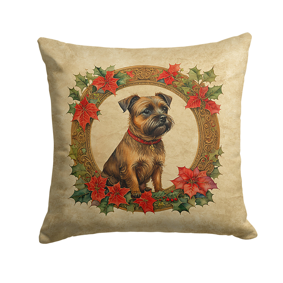 Buy this Border Terrier Christmas Flowers Throw Pillow