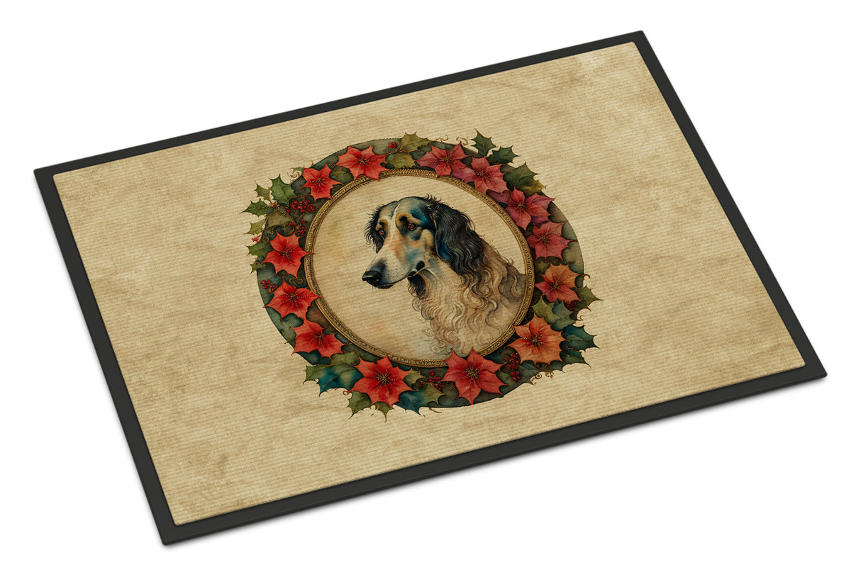 Buy this Borzoi Christmas Flowers Doormat