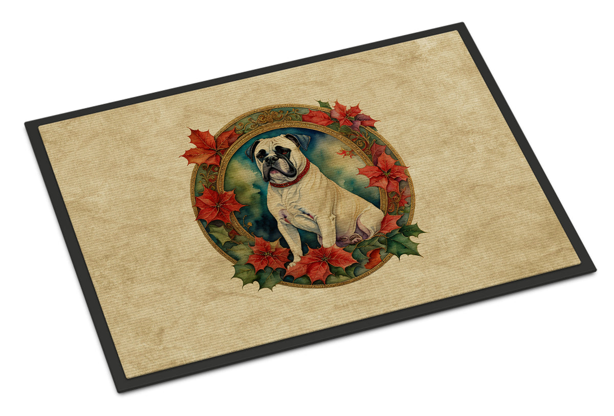 Buy this White Boxer Christmas Flowers Doormat