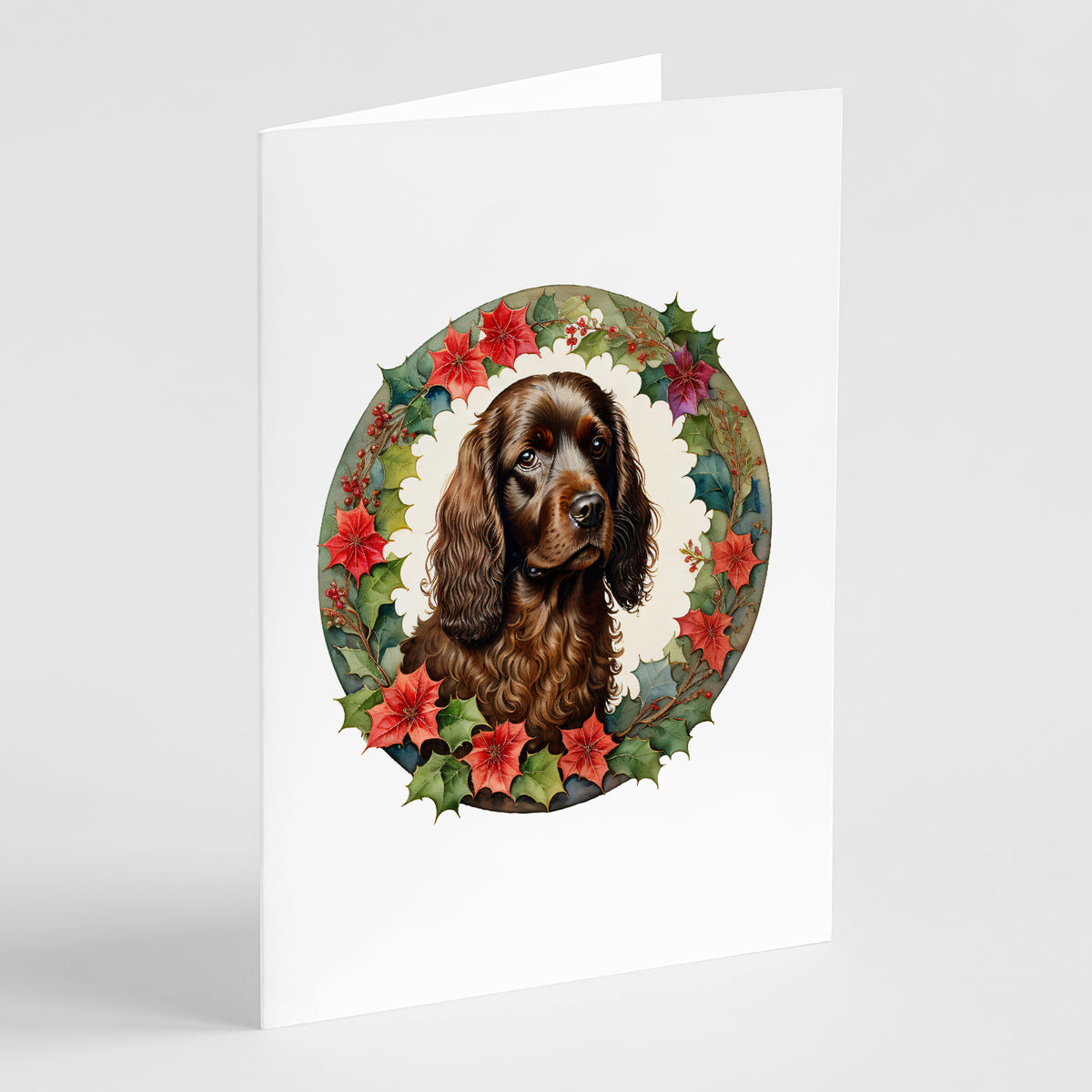 Buy this Boykin Spaniel Christmas Flowers Greeting Cards Pack of 8