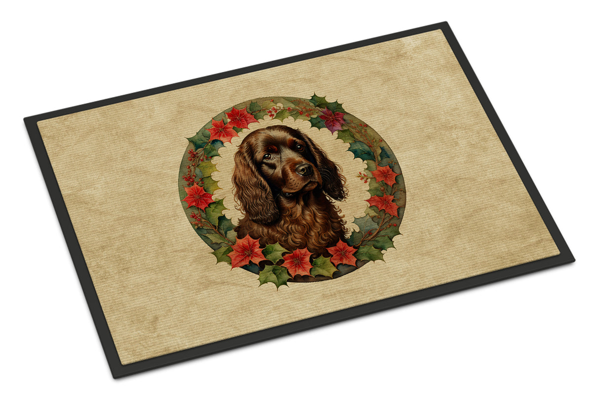 Buy this Boykin Spaniel Christmas Flowers Doormat