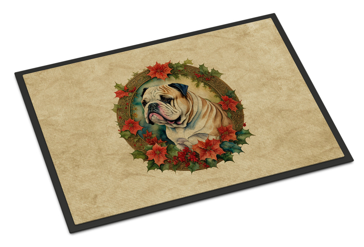 Buy this English Bulldog Christmas Flowers Doormat