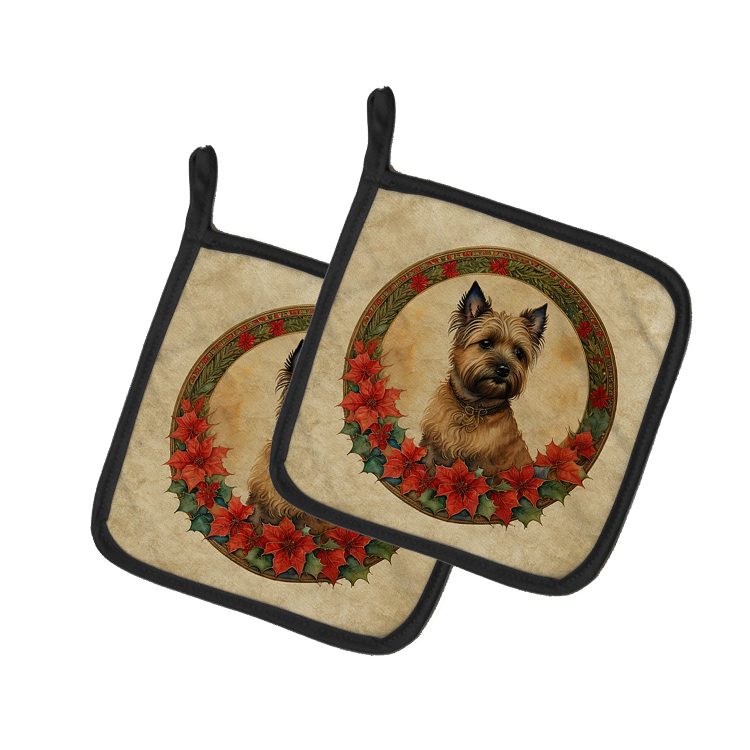 Buy this Cairn Terrier Christmas Flowers Pair of Pot Holders