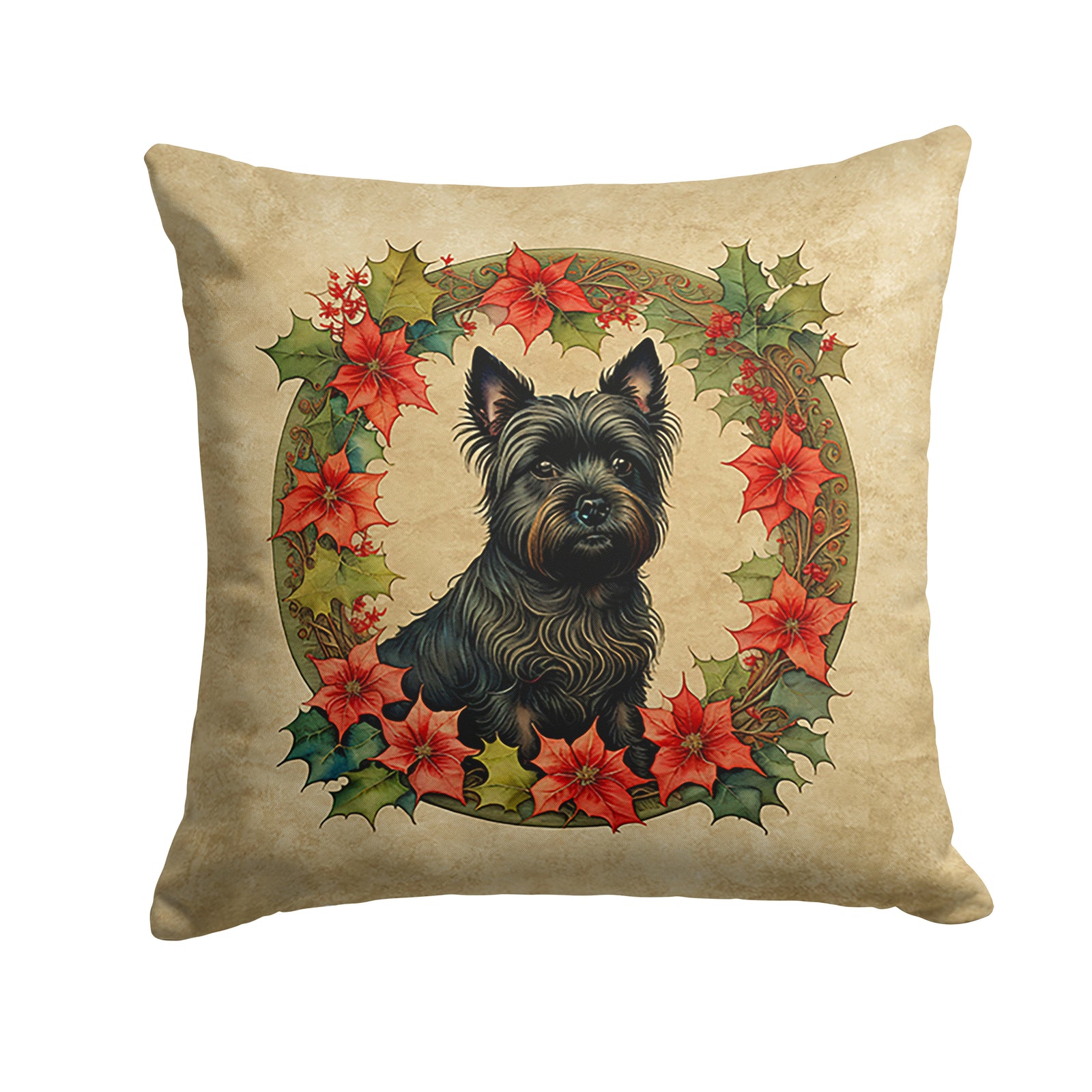 Buy this Cairn Terrier Christmas Flowers Throw Pillow