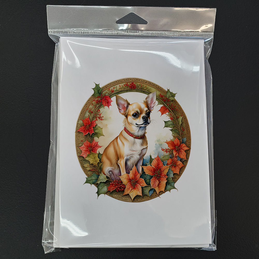 Chihuahua Christmas Flowers Greeting Cards Pack of 8