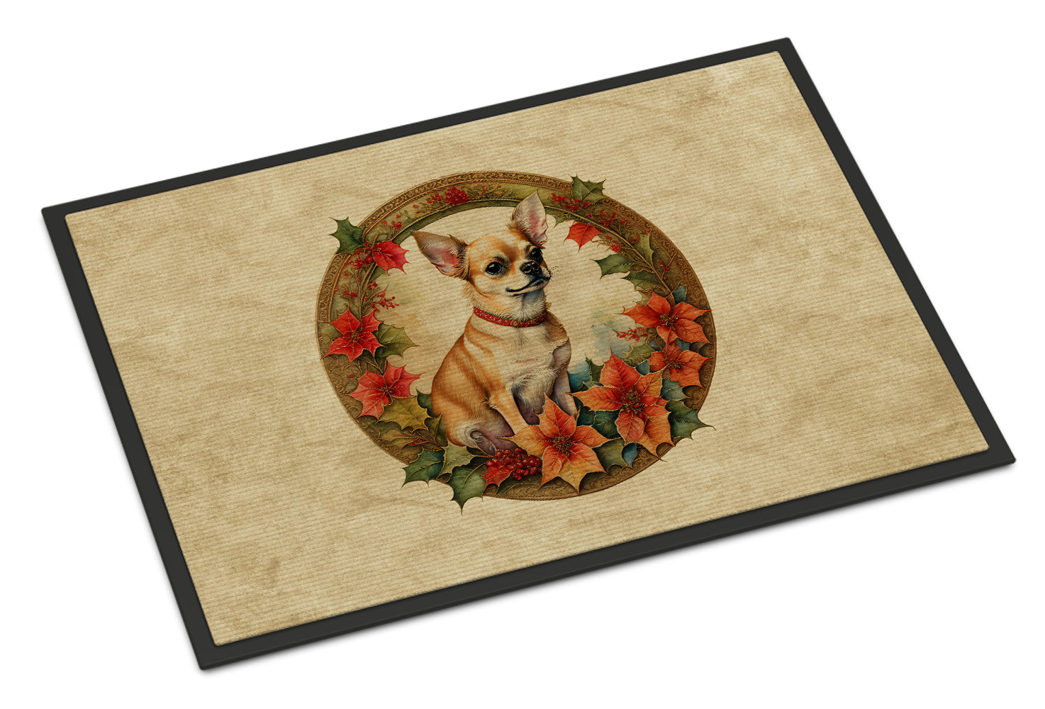Buy this Chihuahua Christmas Flowers Doormat