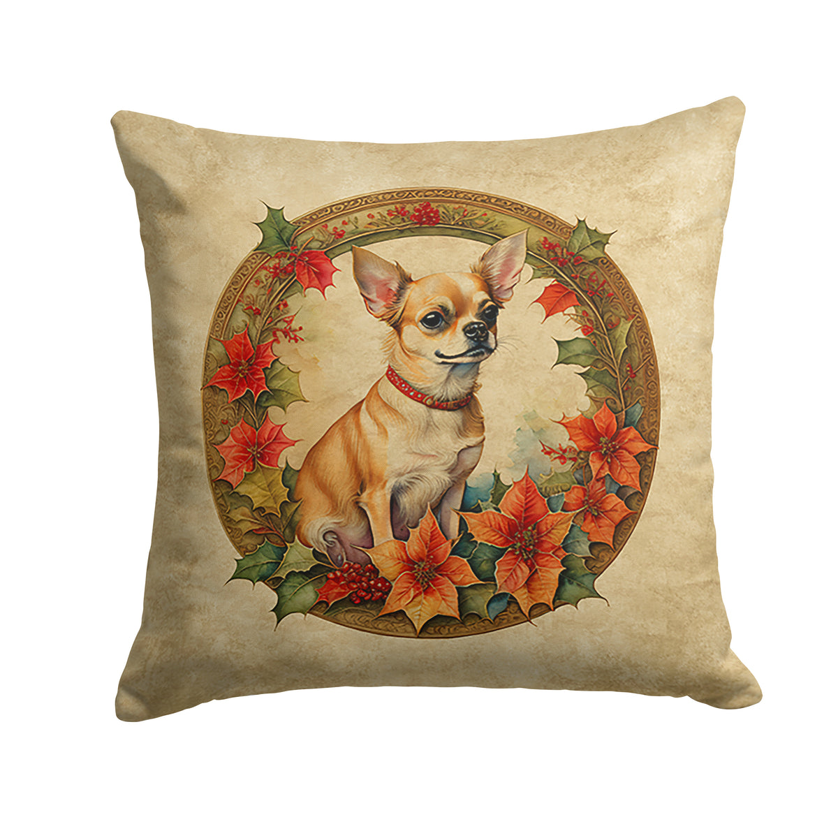Buy this Chihuahua Christmas Flowers Throw Pillow