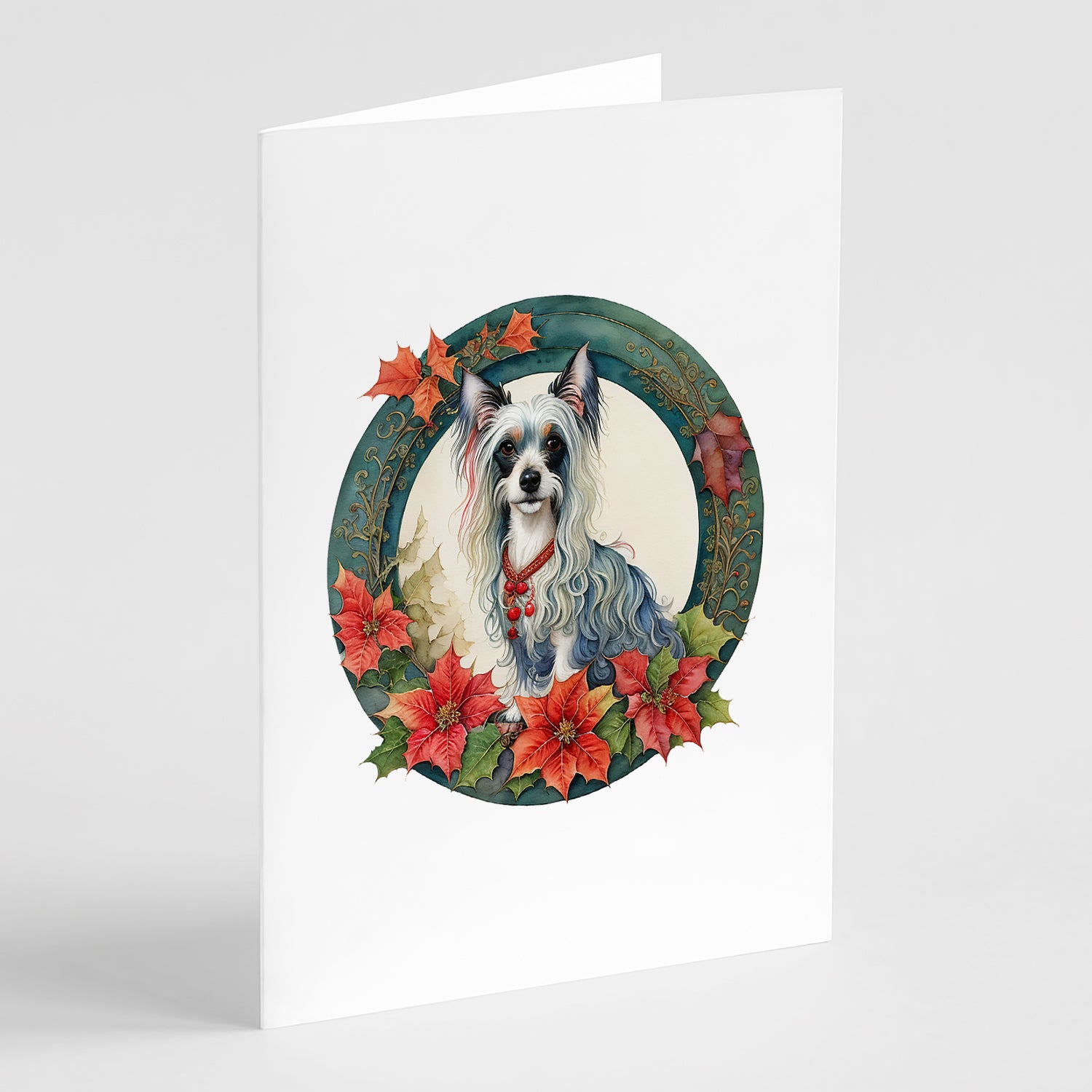 Buy this Chinese Crested Christmas Flowers Greeting Cards Pack of 8