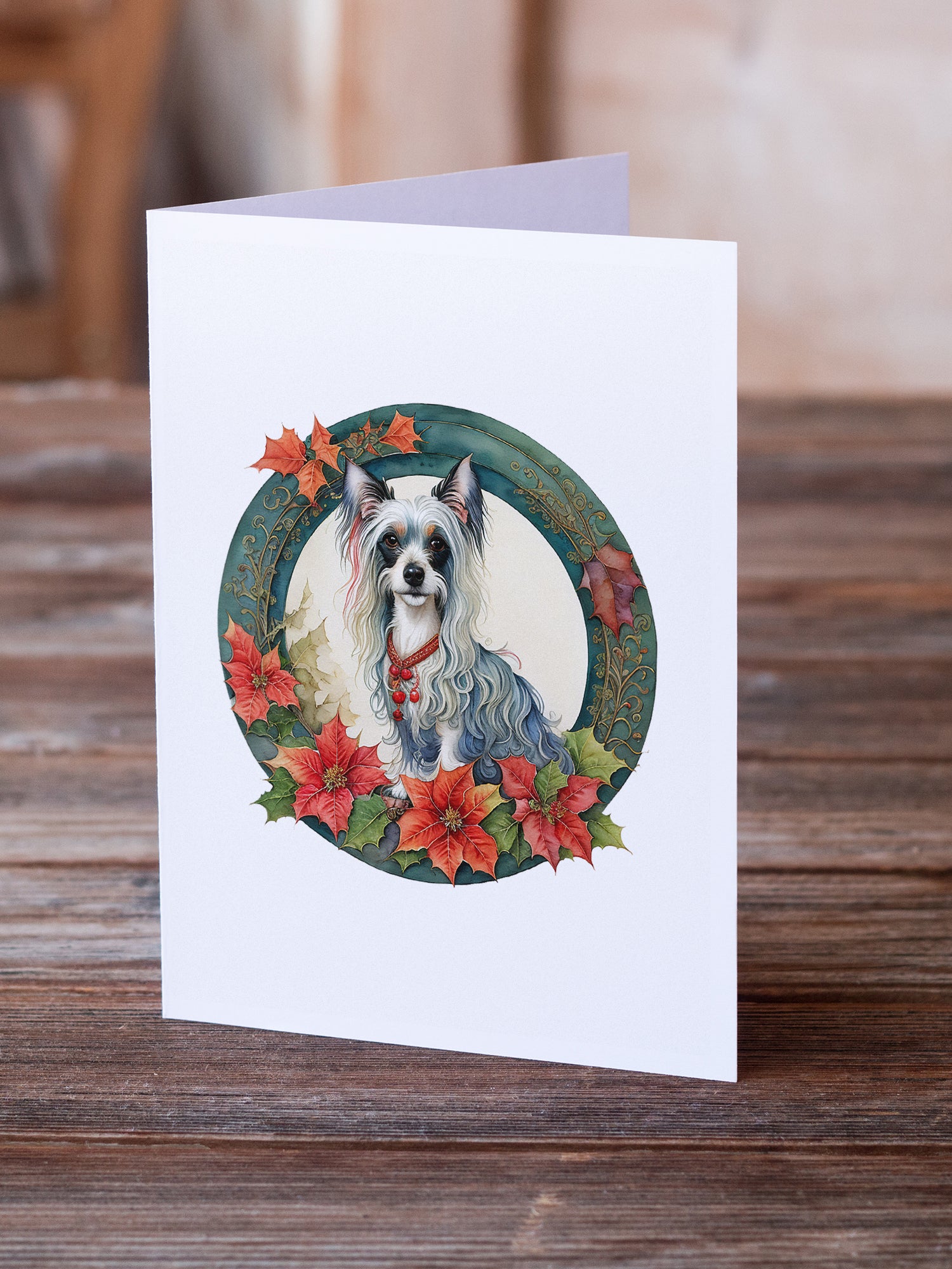 Chinese Crested Christmas Flowers Greeting Cards Pack of 8
