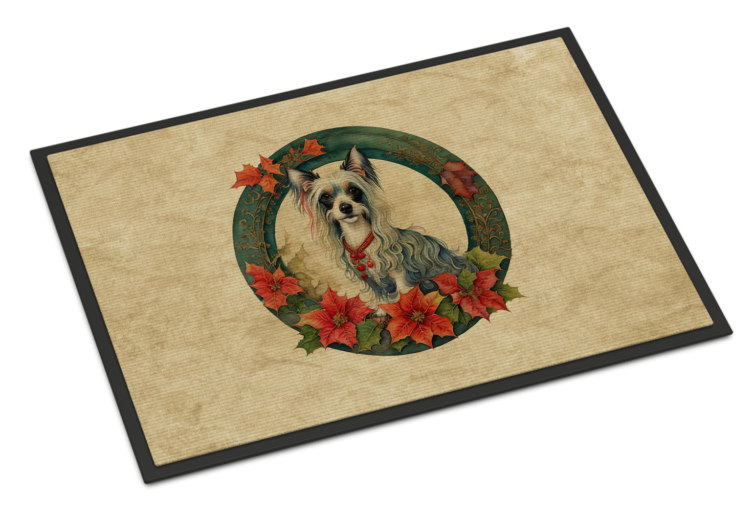 Buy this Chinese Crested Christmas Flowers Doormat