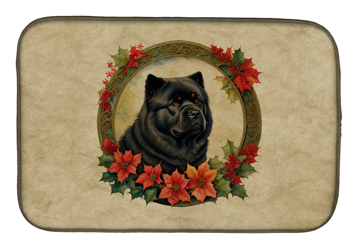 Buy this Chow Chow Christmas Flowers Dish Drying Mat