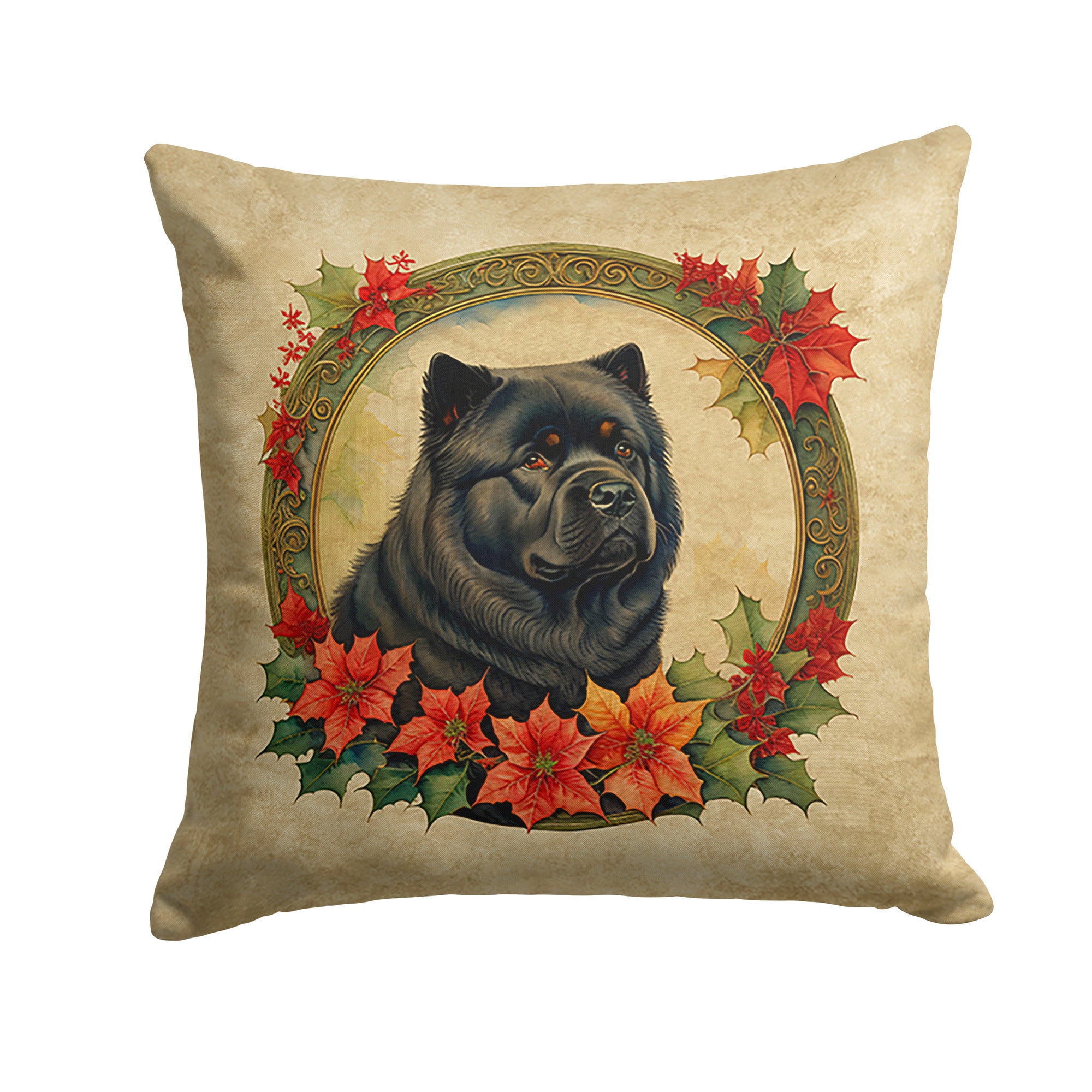 Buy this Chow Chow Christmas Flowers Throw Pillow