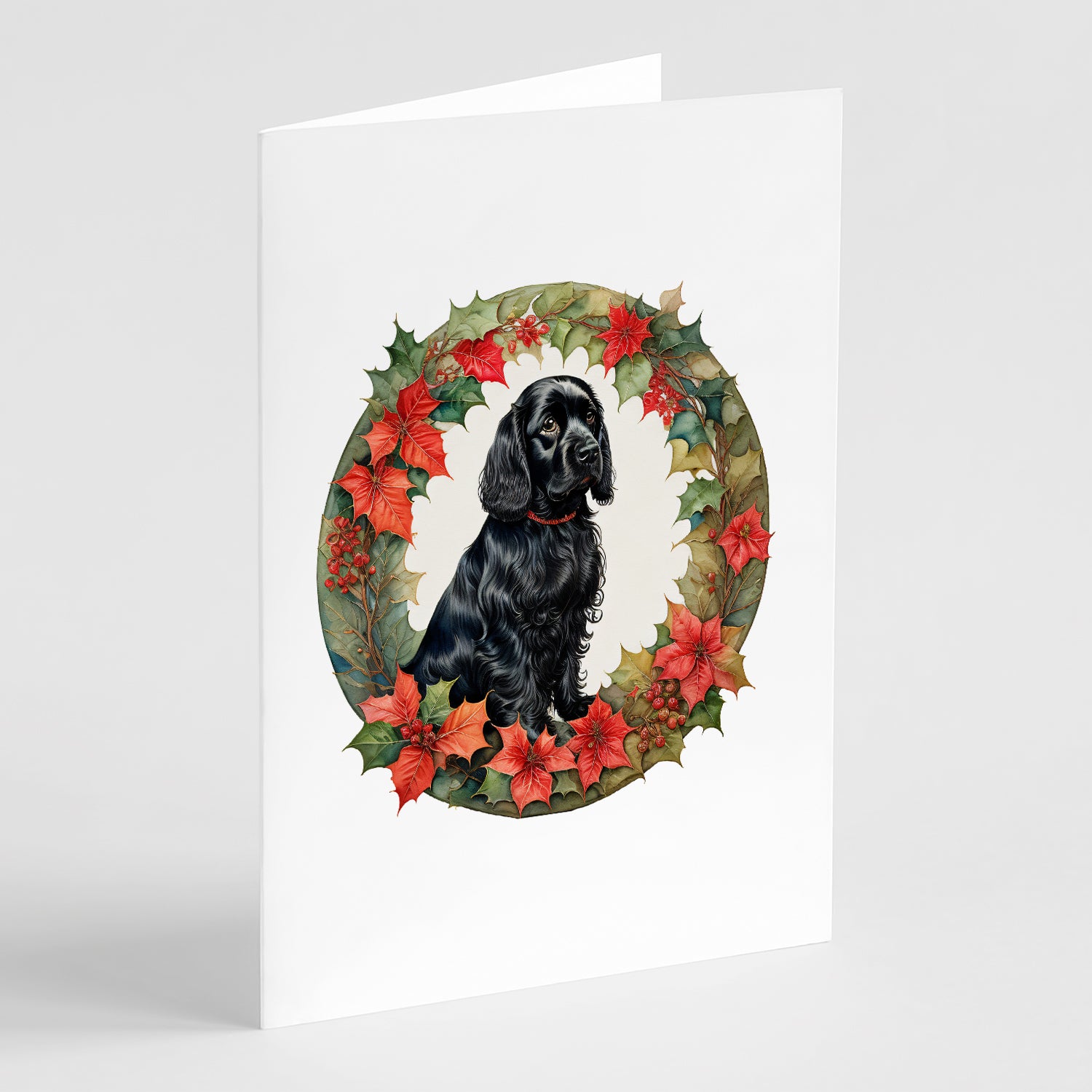 Buy this Cocker Spaniel Christmas Flowers Greeting Cards Pack of 8