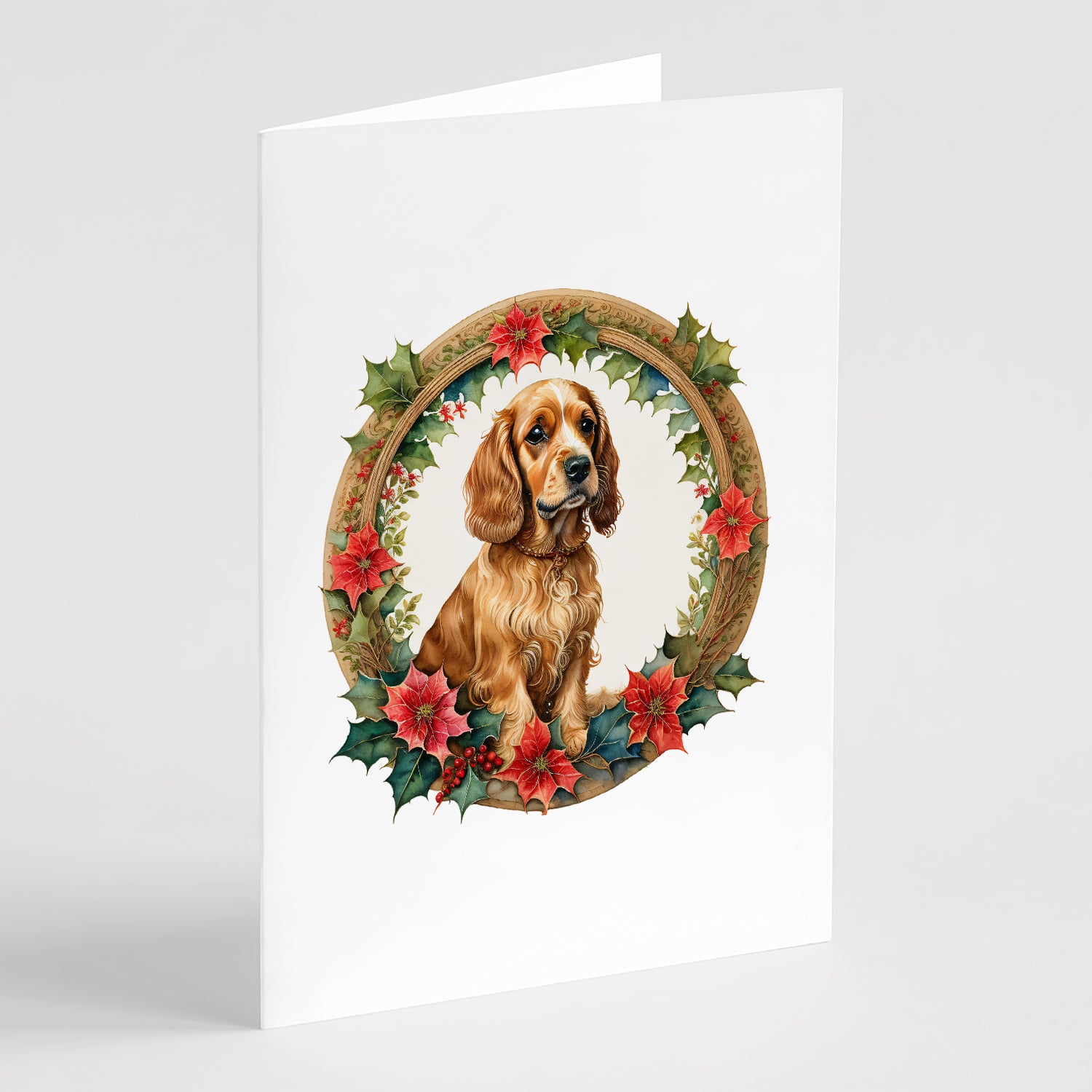 Buy this Cocker Spaniel Christmas Flowers Greeting Cards Pack of 8