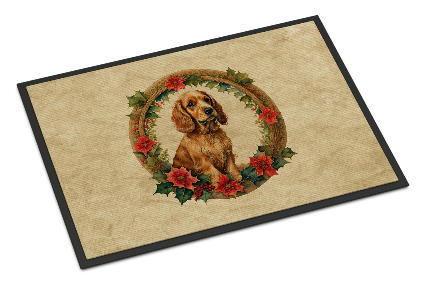 Buy this Cocker Spaniel Christmas Flowers Doormat