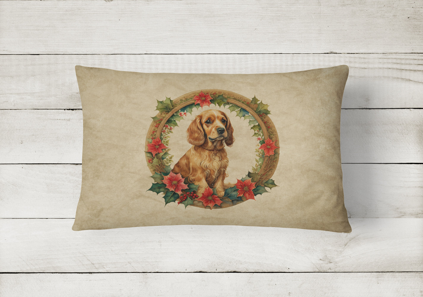 Buy this Cocker Spaniel Christmas Flowers Throw Pillow